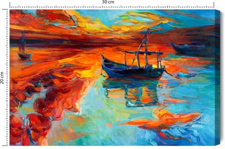 Obraz Na Płótnie 30x20 Canvas Druk Hp Latex "Malowane Łódki Na Morzu" (PEJZAŻOBRAZNAPŁÓTNIE)