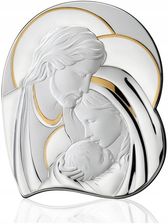 Obraz Świętej Rodziny srebrny nowoczesny ze złoceniami 12x14 cm (CM452637)