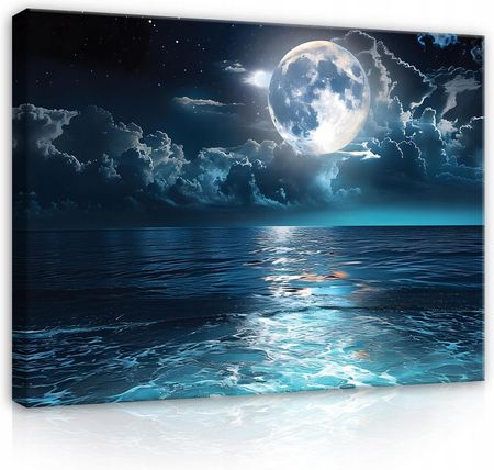 Wallarena Obraz Na Płótnie Ścianę Księżyc Noc Morze Sypialnia Salon Nowoczesny 120x80 (OBRAZNAŚCIANĘDOSALONUPP15088O20)