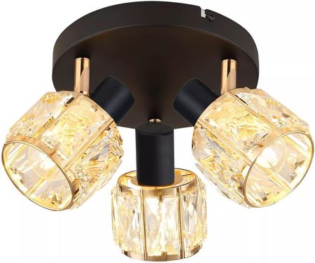Candellux Dubai Lampa Sufitowa Plafon Czarny 3X40W E14 Klosz Różowy Złoty Kryszt Transp (98-30214) (9830214)