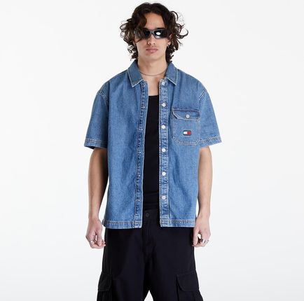 Tommy Jeans Denim Short Sleeve Overshirt Mid Indigo
