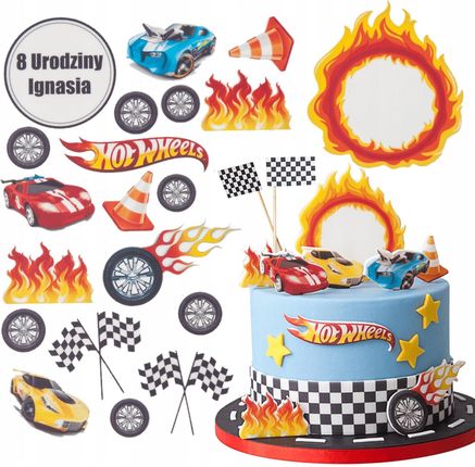 Słodka Fanaberia Wydruk Tort Hot Wheels 19 El + Gratis Tabliczka Napis Opłatek