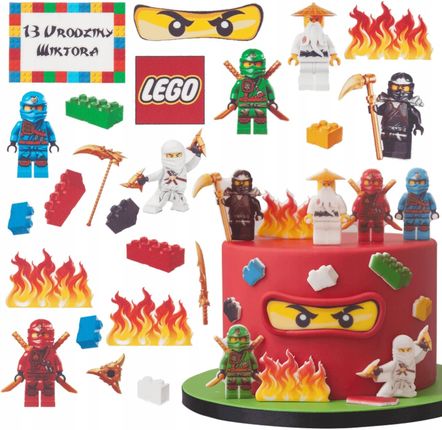 Słodka Fanaberia Wydruk Tort Lego Ninjago 22 El + Gratis Tabliczka Napis Opłatek