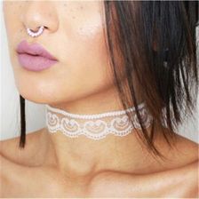 Zdjęcie Ecarla Naszyjnik Biały Choker Ażurowy - Lipno