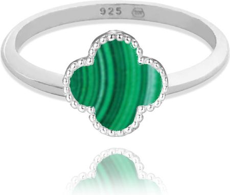 Minet Pierścien Srebrny Koniczyna Z Zielonym Malachitem Wielkość 12