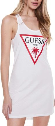 Guess Sukienka plażowa Logo E3GP03 JA914 Biała M