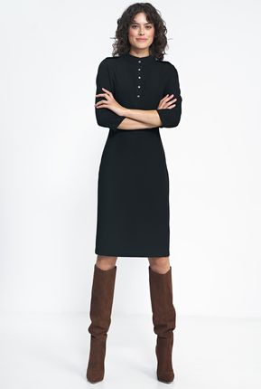 Czarna sukienka z rękawem 3/4 - S234 (kolor czarny, rozmiar 42)