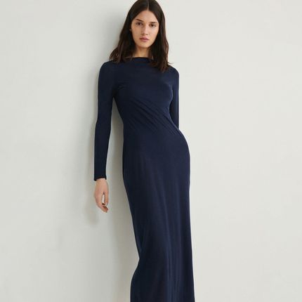 Reserved - Dwuwarstwowa sukienka z lyocellu - Niebieski