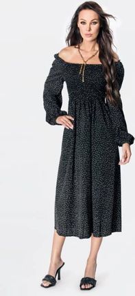 Sukienka hiszpanka w kropki z długim rękawem Ann Gissy czarna (DLY016)