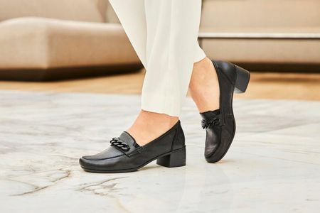 Rieker Scarpe Donna Con Tacco 41660 - Mocassini In Pelle Comodi Con Tacco A Blocco 4.5 Cm