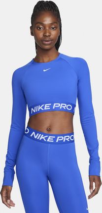 Nike Damska Koszulka O Skróconym Kroju Z Długim Rękawem Dri Fit Pro 365 Niebieski