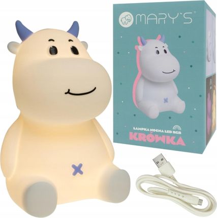 Lampka Nocna Led Krówka Niebieska 1,2W 1200Mah Dla Dzieci Biurkowa Kabel