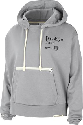 Damska Bluza Z Kapturem Nike Dri-Fit Nba Brooklyn Nets Standard Issue - Szary