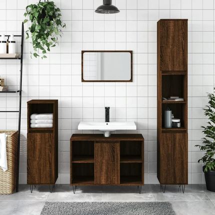 Vidaxl Szafka Łazienkowa Brązowy Dąb 30X30X100 Cm 831563
