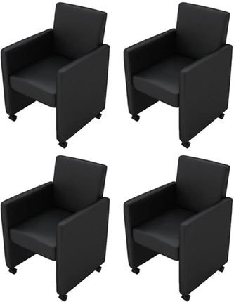 Vidaxl Krzesła Stołowe 4 Szt. Czarne Obite Sztuczną Skórą 160183