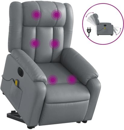 Vidaxl Rozkładany Fotel Pionizujący Z Masażem Elektryczny Szary 3205288