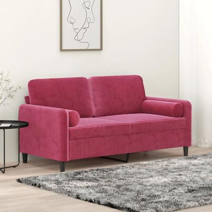 Vidaxl 2-Osobowa Sofa Z Poduszkami Winna Czerwień 140 Cm Aksamit 3200885