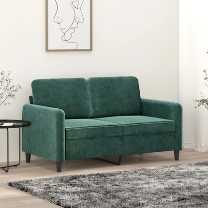 Vidaxl Sofa 2-Osobowa Ciemnozielona 120 Cm Tapicerowana Aksamitem 359434