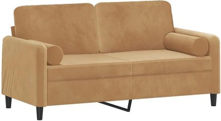 Vidaxl 2-Osobowa Sofa Z Poduszkami Brązowa 140 Cm Aksamit 3200888 - zdjęcie 2