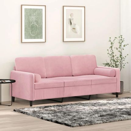 Vidaxl 3-Osobowa Sofa Z Poduszkami Różowa 180 Cm Aksamit 3200894