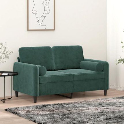 Vidaxl 2-Osobowa Sofa Z Poduszkami Ciemnozielona 120 Cm Aksamit 3200873