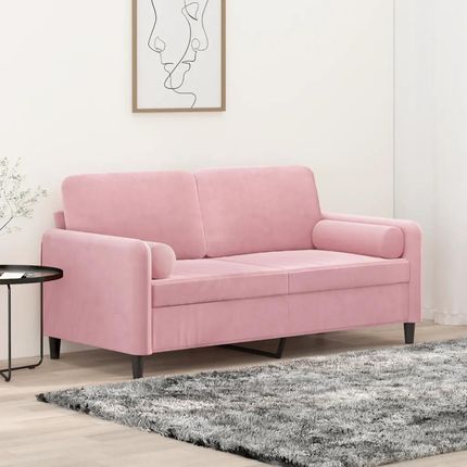 Vidaxl 2-Osobowa Sofa Z Poduszkami Różowa 140 Cm Aksamit 3200884