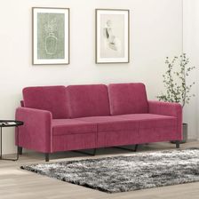 Vidaxl Sofa 3-Osobowa Winna Czerwień 180 Cm Obita Aksamitem 359456