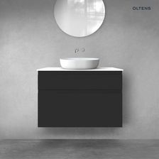 Zdjęcie Zestaw Mebli Łazienkowych 100 Cm Z Blatem Czarny Mat/Biały Połysk Vernal Oltens (68228300) - Chojnice