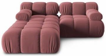 Aksamitna Narożna Sofa Modułowa 3 Osobowa Bellis Różowa