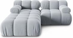 Aksamitna Narożna Sofa Modułowa 3 Osobowa Bellis Jasny Niebieski