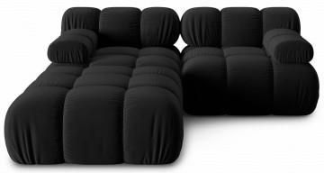 Aksamitna Narożna Sofa Modułowa 3 Osobowa Bellis Czarna