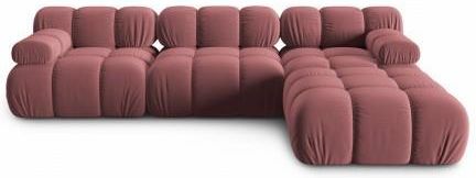 Aksamitna Narożna Sofa Modułowa 4 Osobowa Bellis Różowa