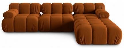Aksamitna Narożna Sofa Modułowa 4 Osobowa Bellis Terra