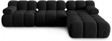 Aksamitna Narożna Sofa Modułowa 4 Osobowa Bellis Czarny