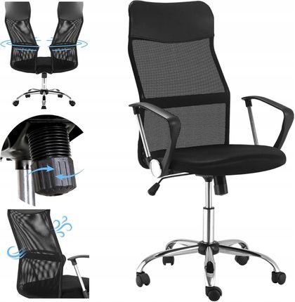 Fotel Biurowy Krzesło Obrotowe Regulowane Ergonomiczne Siatka Eko Skóra