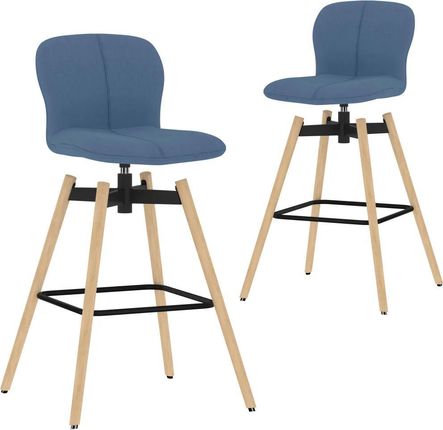 vidaXL Obrotowe krzesła barowe, 2 szt., niebieskie, tkanina (289476)