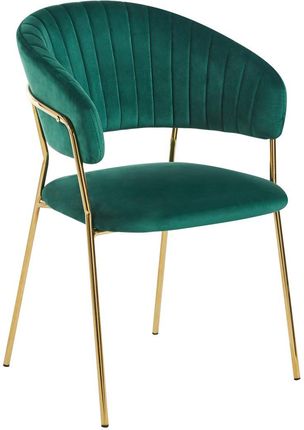 Krzesło na złotych nogach tapicerowane zielone K4-ZA