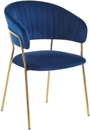 Krzesło na złotych nogach tapicerowane niebieskie K4-ZA