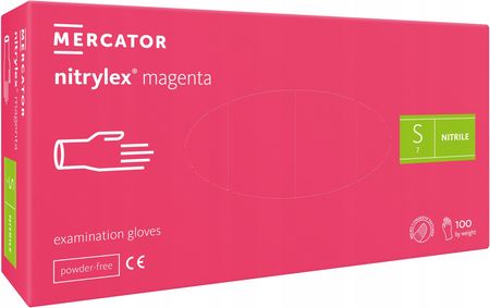 Mercator Medical Rękawiczki Nitrylowe Bezpudrowe Nitrylex Magenta R. S 100szt. Różowe