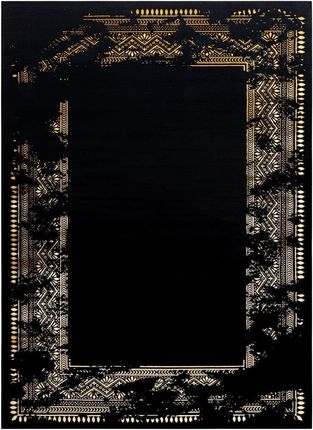 Dywan Rug Lu Mosse Frame2 Black+Gold 160x220