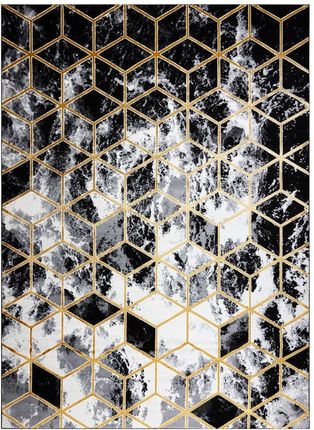 Dywan Rug Lu Mosse Hexagon Black+Grey 60x200