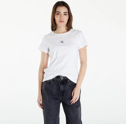 Calvin Klein Jeans Woven Label Rib Slim Short Sleeve Tee Bright White