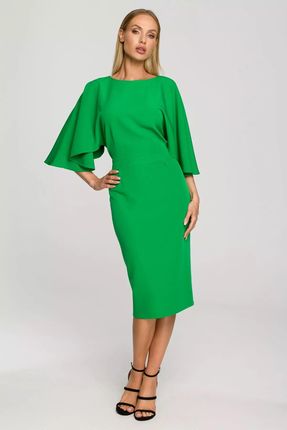 Jasno zielona sukienka na wesele za kolano (Zielony, S)