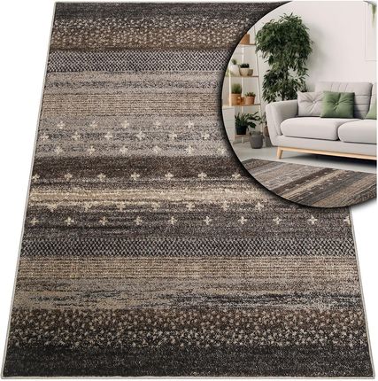 Toda-Carpets Modne Dywany Do Salonu Adventure Fryz Brązowy Kremowy Nowoczesny 140x200