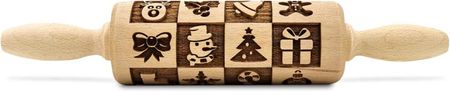 Legalne Wałki Szachy Bożonarodzeniowe 24 cm mały wałek dekoracyjny do ciasta obrotowy drewniany