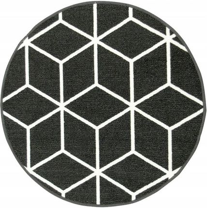 Akcila Podgumowany Okrągły Dywan Ciemny Cubes śr. 67 cm