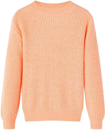 Sweter dziecięcy z dzianiny, jasnopomarańczowy, 128