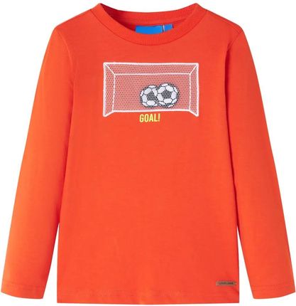 Koszulka dziecięca z długimi rękawami, piłka nożna, żywy pomarańcz 104
