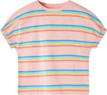 Koszulka dziecięca w tęczowe paski, brzoskwiniowa, 92