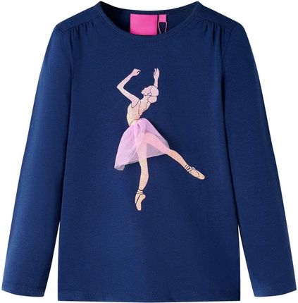 Koszulka dziecięca z długimi rękawami, baletnica, granatowa, 116